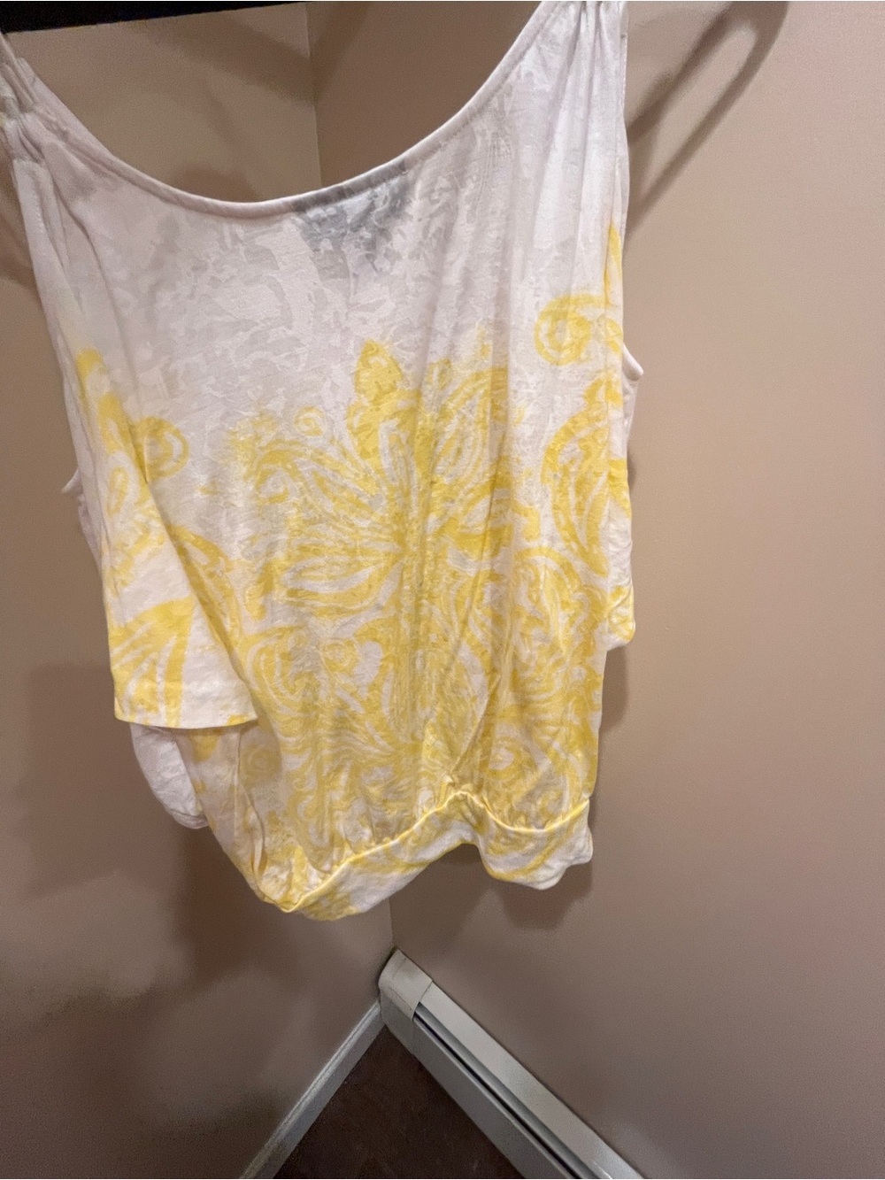 INC International Concepts White Tank Top with Yellow Floral Print